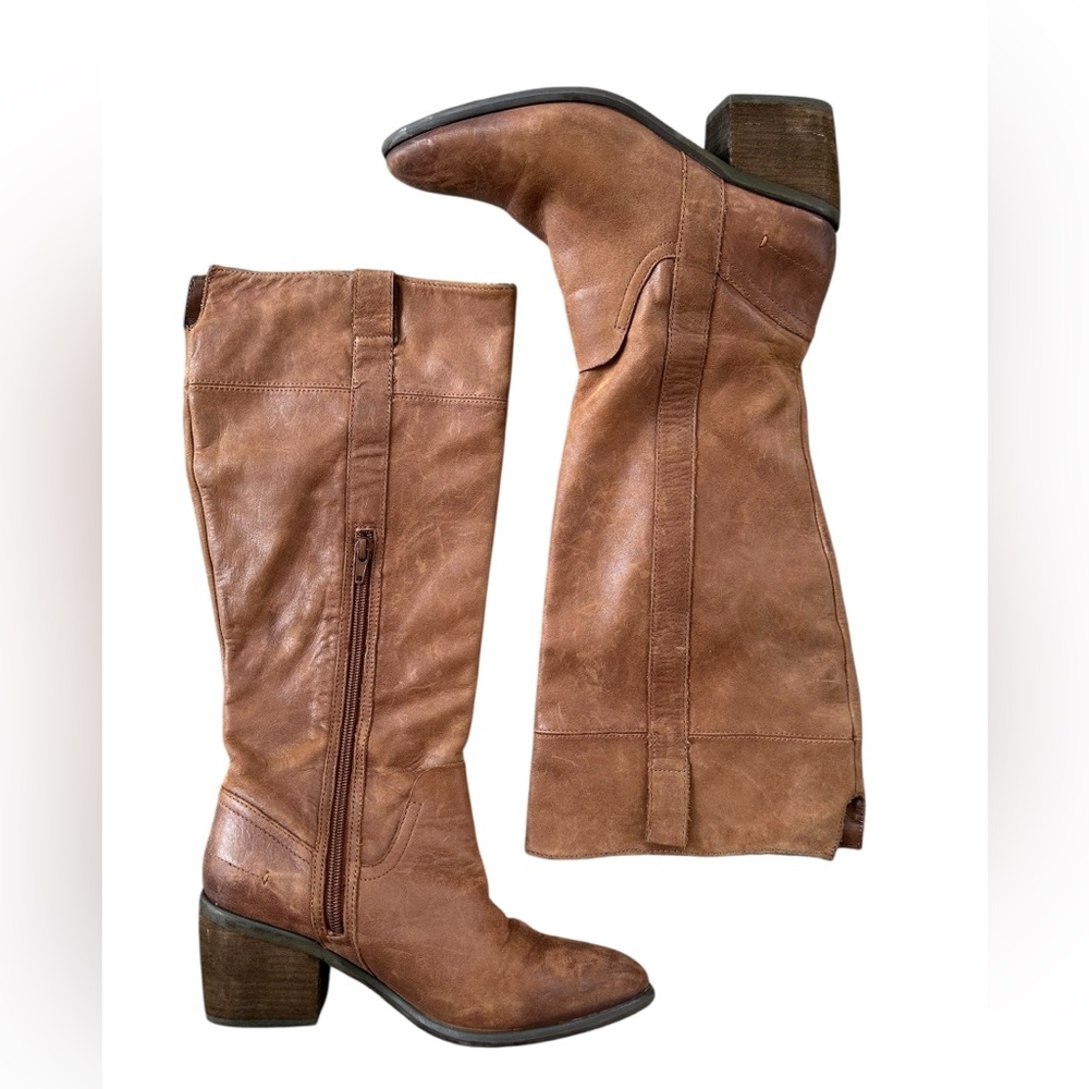 Vince Camuto Morton’s Brown Leather Knee-High Riding Boots